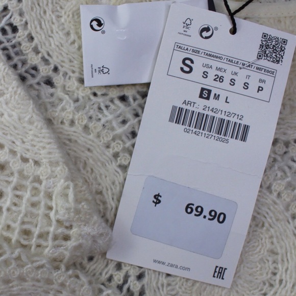 Zara NWT Bloggers Favorite Combination Knit Semi Sheer Puff Shoulder Top Small - Picture 9 of 11